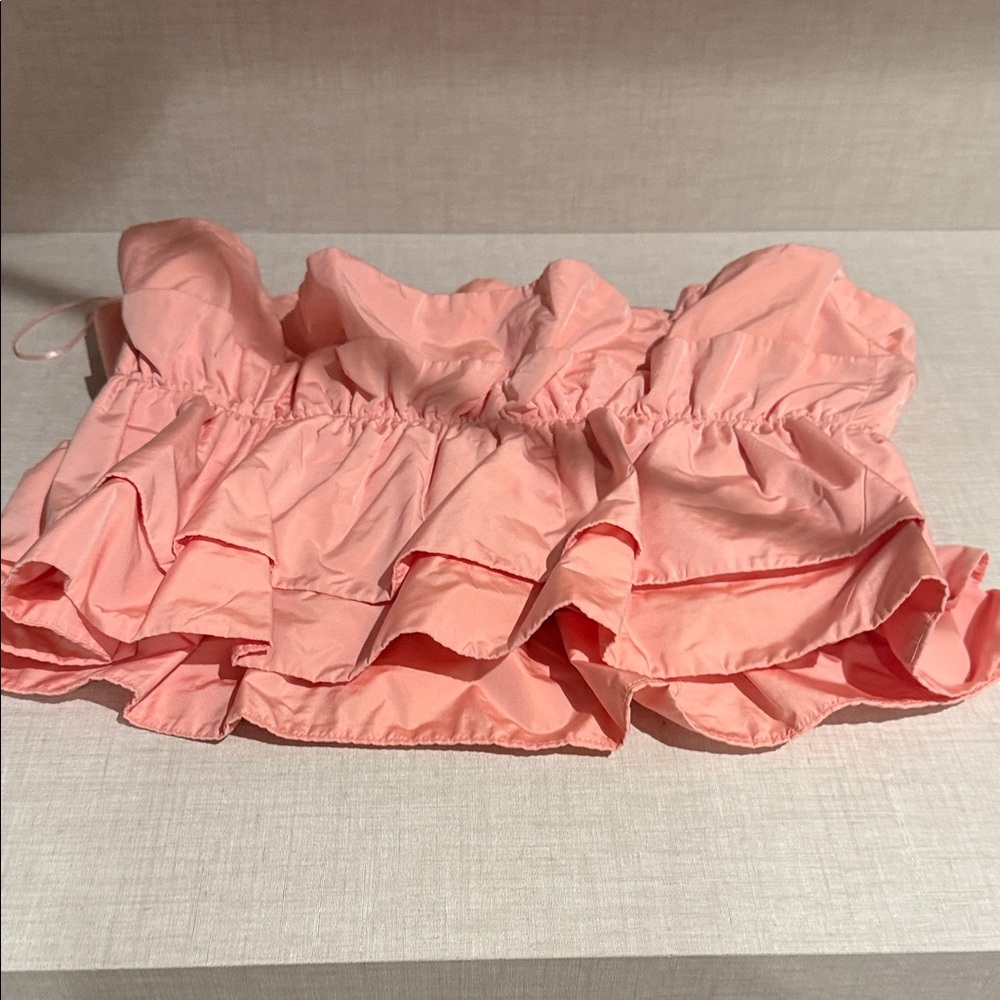 Zara Pink Ruffled Crop Top - Picture 7 of 7